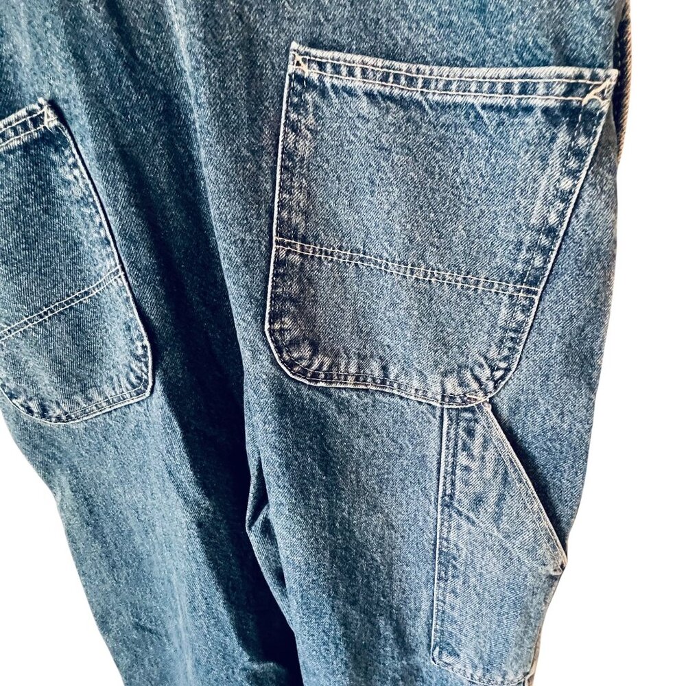 Vtg Pointer Denim Bib Overalls USA Size 36 Workwear Straight Leg Farmer 18916 - Picture 11 of 16
